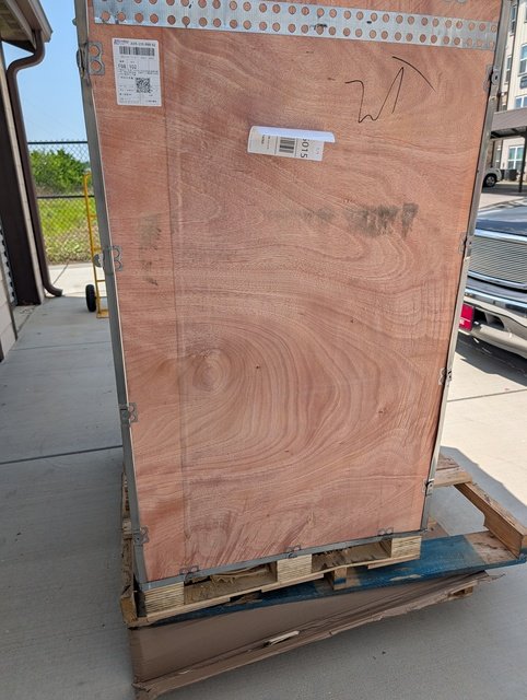 ESW-95LM alloy wheel repair machine delivered safely in wooden crate packaging